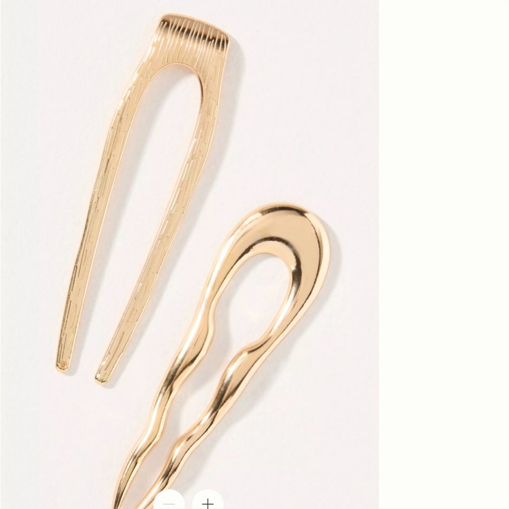 NWT Anthropologie French Hair Pins Set of 2 Gold Metal